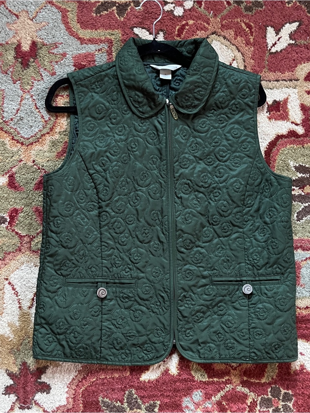 Christopher & Banks Green Vest with embroidery Size Small